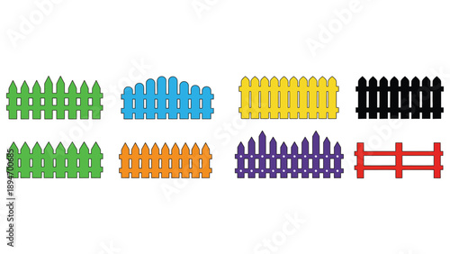 A colorful collection of various fence designs and styles