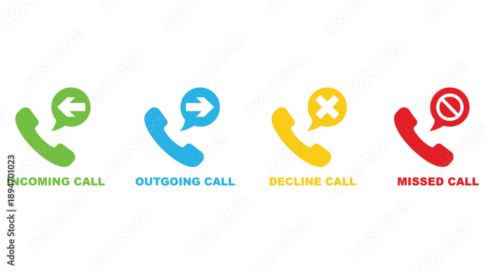 Obraz premium A colorful illustration of phone call icons on a white background