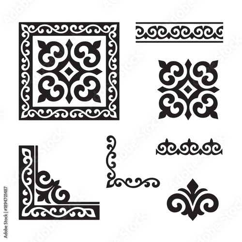 Traditional Kazakh and Central Asian ornament set