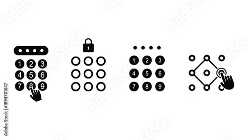 A set of four icons representing different security and authentication methods