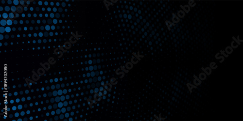 High speed dot moving technology concept. stripes halftone with blue light. speed movement pattern and motion blur over dark blue background. Vector Illustration.