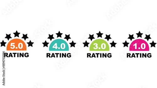 A graphic illustration of rating systems with stars and numbers