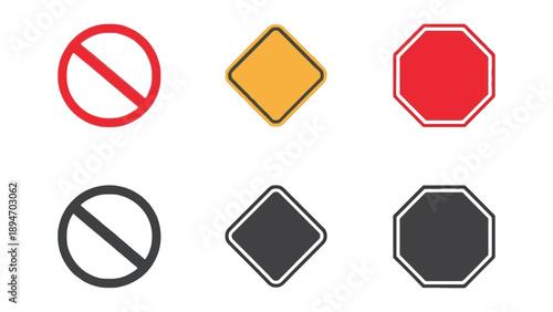A collection of various road signs on a white background