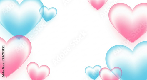 Soft glossy pastel 3D hearts background