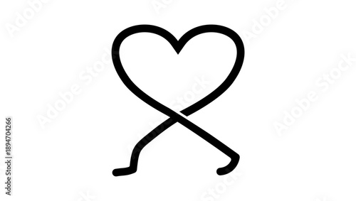heart with legs, black isolated silhouette