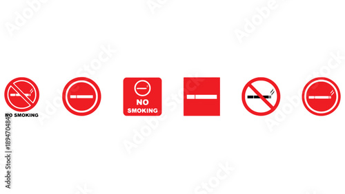 A collection of no smoking signs on a white background