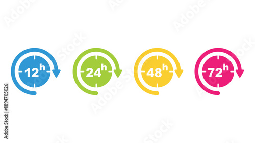 A colorful infographic showing time cycles in hours on a white background