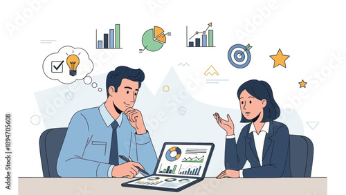 Business Professionals Discussing Ideas at Desk.