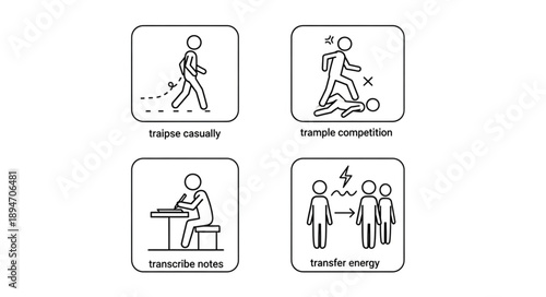 Four Icons Representing Different Activities and Concepts.