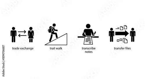 Four Icons Representing Business Concepts And Actions.