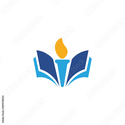 Torch book education logo design