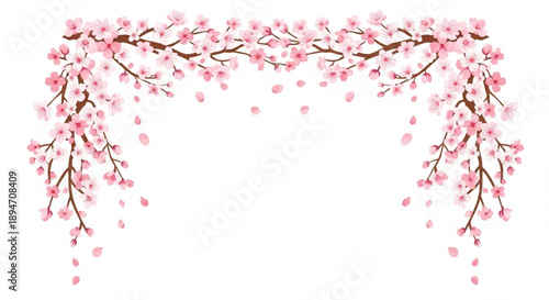 Romantic cherry blossom sakura floral frame