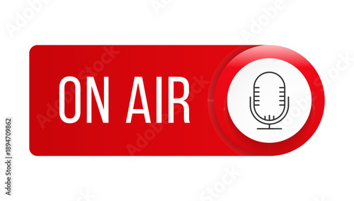 Red horizontal On Air Banner with microphone icon