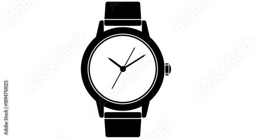 Minimalist black and white wristwatch icon.