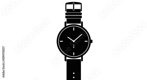 Minimalist Black Silhouette of a Wristwatch.