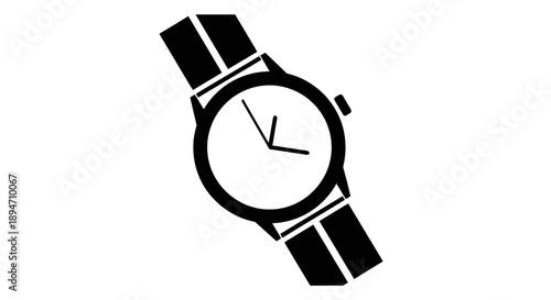 Minimalist black and white wristwatch icon with simple dial.