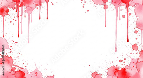 Red watercolor splatter ink heart frame