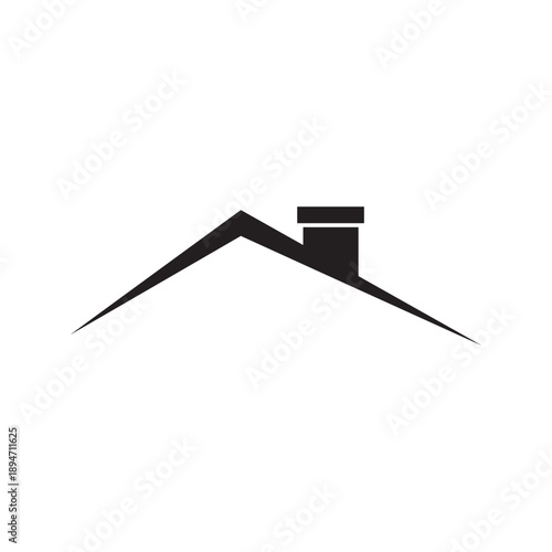 Smokestack on roof, black vector icon
