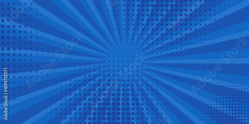 Vintage abstract pop art blue background. Banner simple abstract