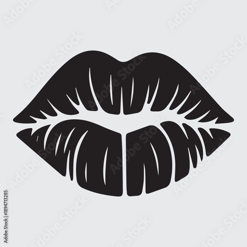 A striking black silhouette of full sensuous lips in a minimalist design