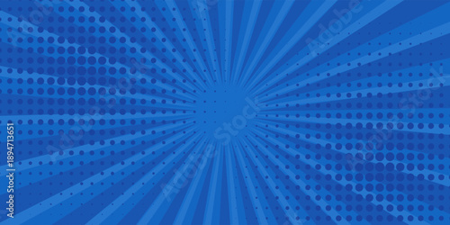 Vintage abstract pop art blue background. Banner simple