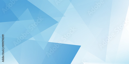 Design blue background design with layers of textured white transparent material in triangle diamond and squares shapes in random abstract