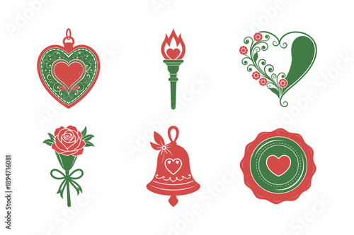 Vintage Victorian Valentine Silhouette Elements Bundle