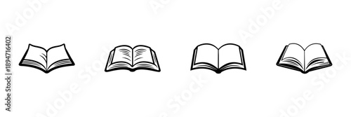 Open Books In Hand Drawn Style Set. Knowledge, Education, Reading, Literature Doodle Sketch Collection. Learning And Study Symbols. Isolated Vector Illustration