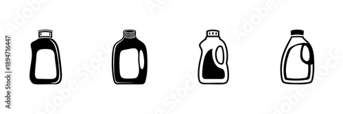 Detergent Bottles In Hand Drawn Style Set. Household Cleaning, Laundry Care, Liquid Soap Packaging Doodle Sketch Collection. Isolated Vector Illustration