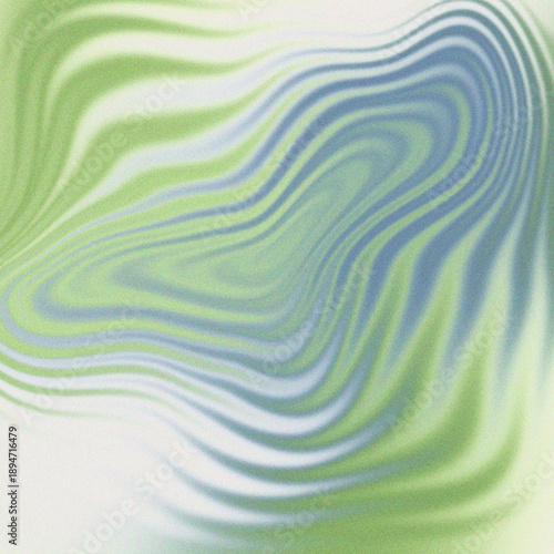 Abstract Grainy Gradient Background with Green and Blue Fluid Wavy Lines