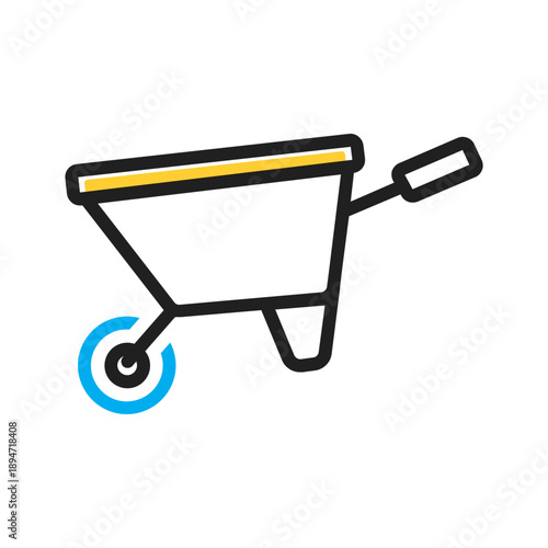Vector multi color icon for Wheel barrow