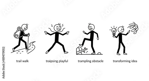 Four stick figures illustrate different stages of personal growth and development.