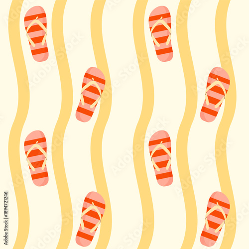 Summer seamless pattern with slippers