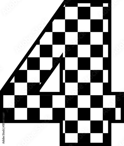 Checkered numbers, silhouette, Racing numbers, Racing, vector, Checkered flag