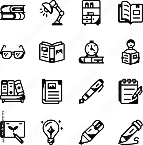 Collection of Glyph Style Reading Icons 


