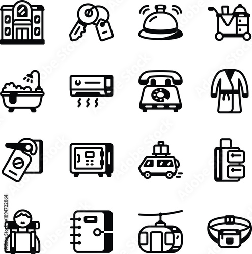 Collection of Travel and Adventure Glyph Style Icons