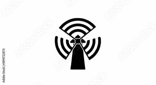 Abstract signal tower radiating waves, symbolizing communication and connectivity