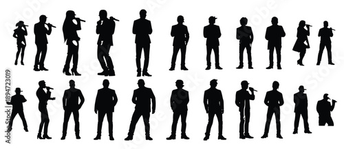 set of silhouettes of musicians on a white background