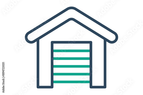 Garage icon. Line icon style. Icon related to real estate. Residential elements vector illustration. transparent background