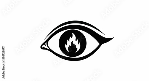 Fiery gaze symbolizes intense focus and passion within an open eye