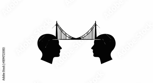 Connecting minds through shared understanding and ideas, symbolized by a bridge between two heads.
