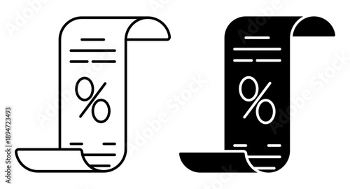 Linear icon. Bank loan agreement with interest. Simple black and white vector symbol isolated on white background