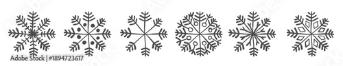 Snowflakes. Set of hand drawn snowflakes. Design elements for christmas and New Year. Vector graphics