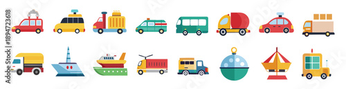  transportation icon set collection illustration