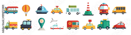  transportation icon set collection illustration