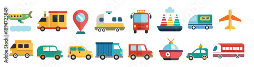  transportation icon set collection illustration 
