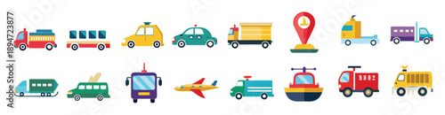 transportation icon set collection illustration