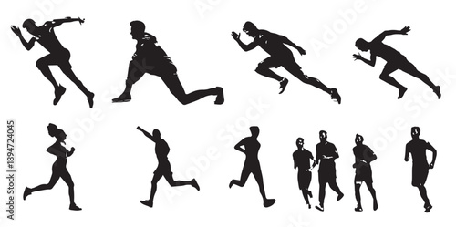 vector illustration of running athlete silhouette