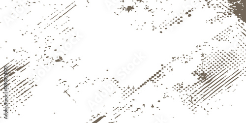 Abstract grunge design featuring a black ink splash and liquid paint texture on a dirty vector wallpaper pattern with artistic splat drops and light color stains in a frame