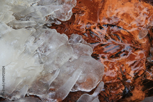 Vivid red texture of the water, reach with iron.